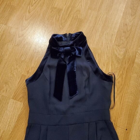1901 Velvet Trim Halter Jumpsuit sz 8 in Navy - Picture 5 of 13